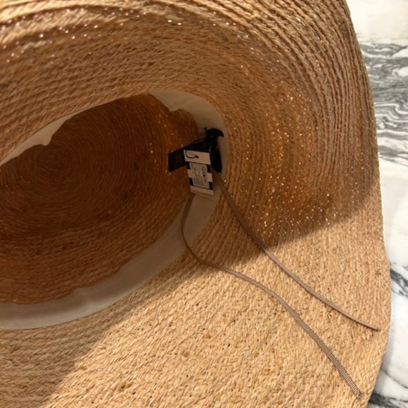 NWT Lele Sadoughi Turquoise Embellished Straw Sun Hat Natural One Size main image 4